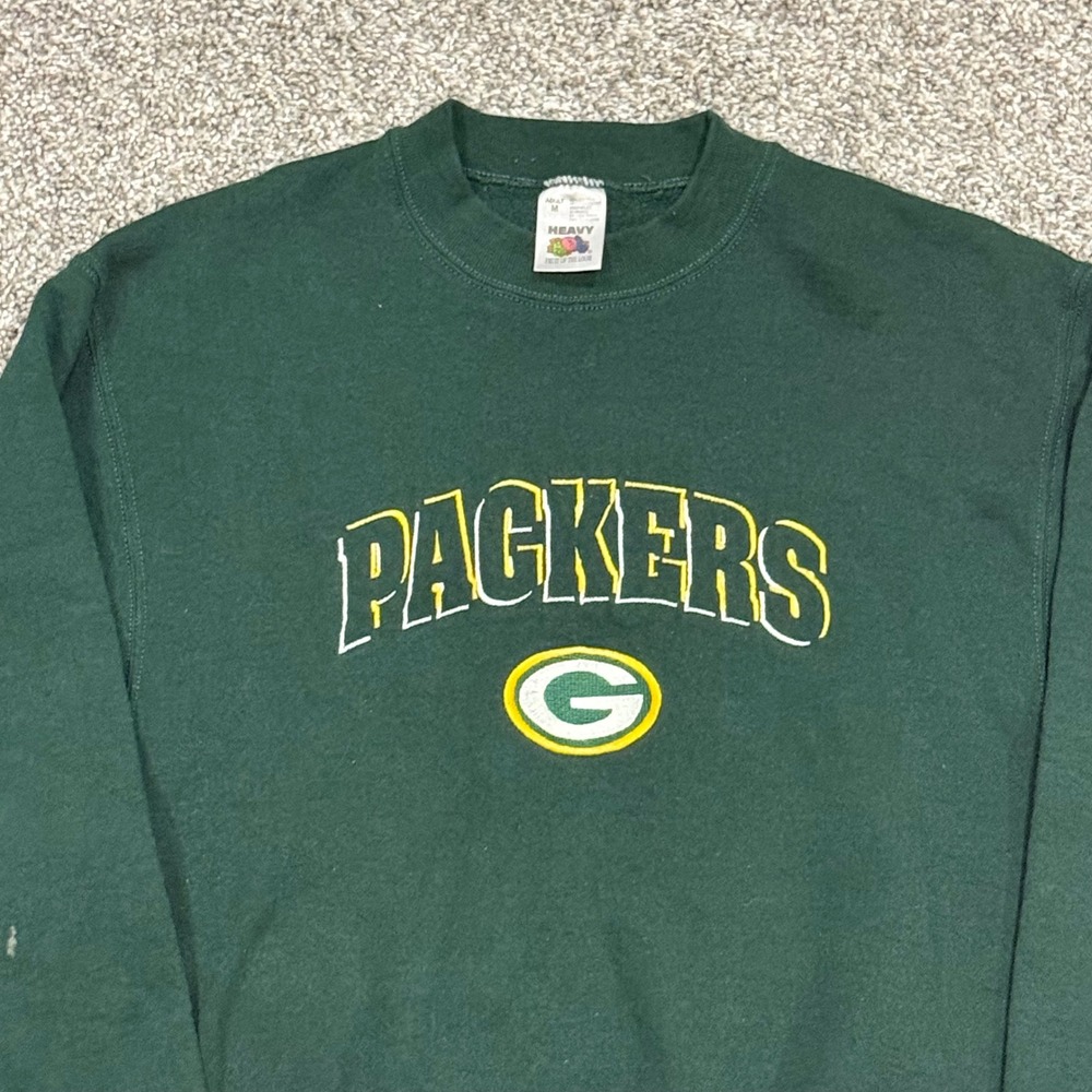 Vintage 90s Green Bay Packers Fruit of the Loom Crewneck Sweatshirt Mens M Green